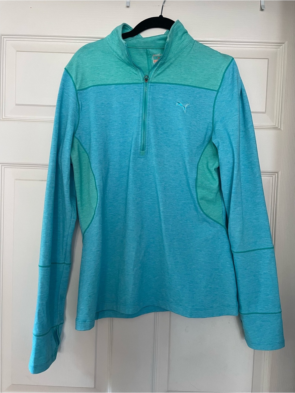 Puma Women’s Teal and Aqua Quarter-Zip Pullover